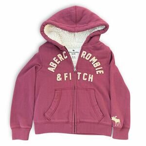 Abercrombie & Fitch Vintage Sherpa Full-Zip Hoodie | Burgundy | Girls 5/6